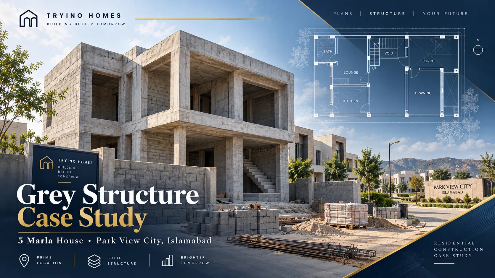 5 Marla Grey Structure Construction Begins — Plot H-480, Parkview City